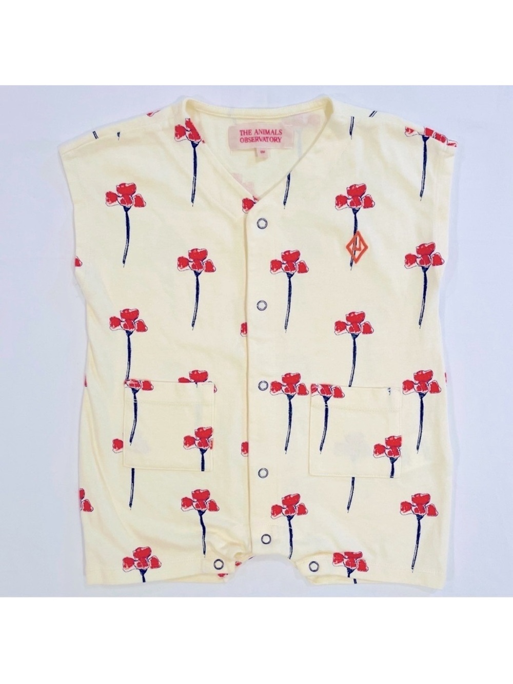 The Animals Observatory Bodysuit Boys 6M Girls White Carnations Baby Ape Romper